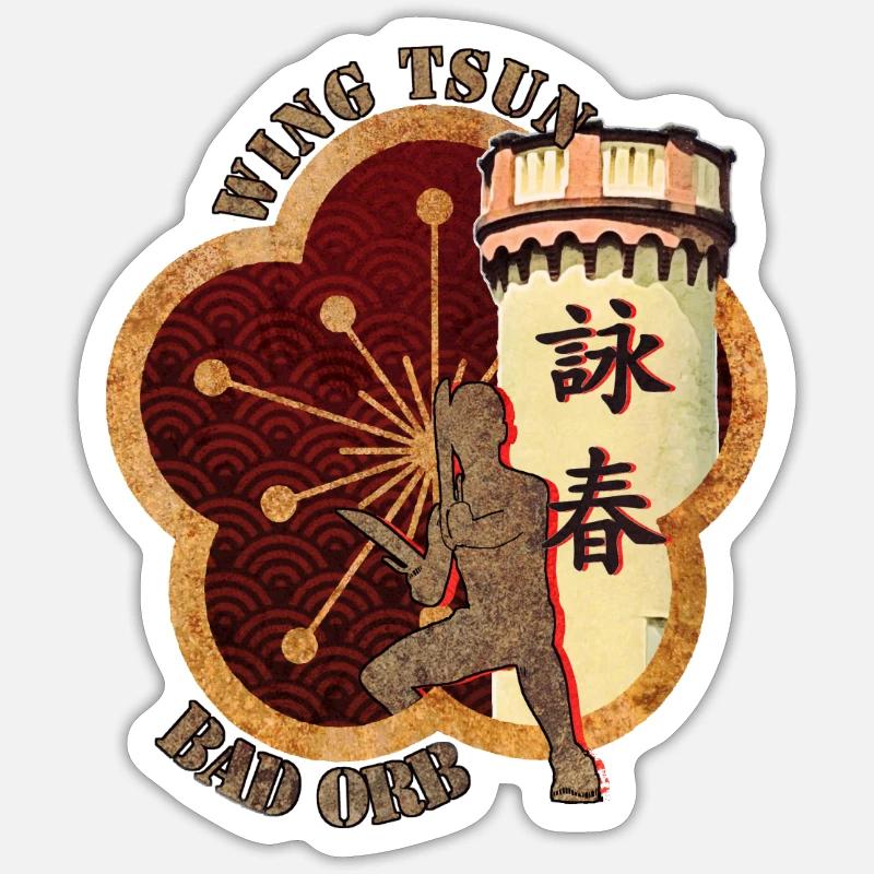 WingTsun WT-Schule Bad Orb - Design 4 - Sticker Größe S (10 x 10 cm) - Mattweiß