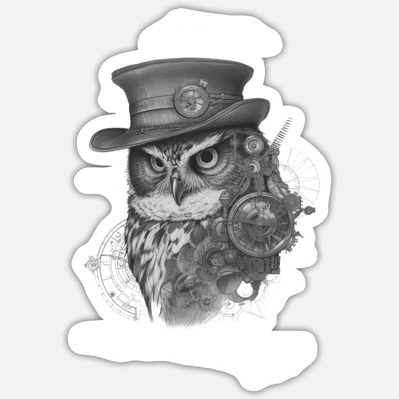 Eule 3 - Sticker Größe S (10 x 10 cm) - Mattweiß