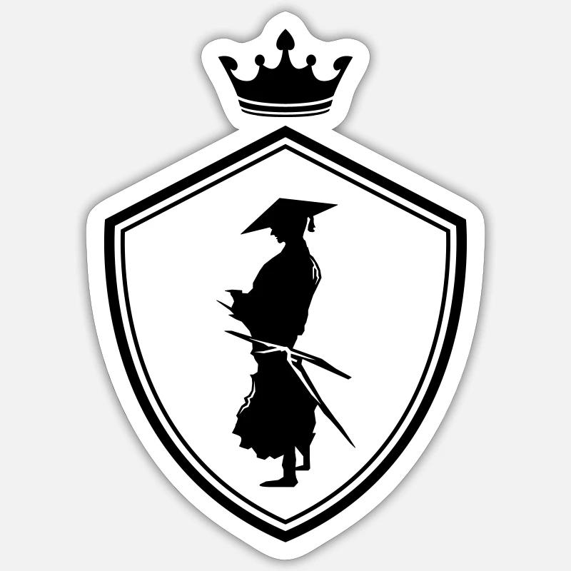 samurai warrior wappen - Sticker Größe S (10 x 10 cm) - Mattweiß