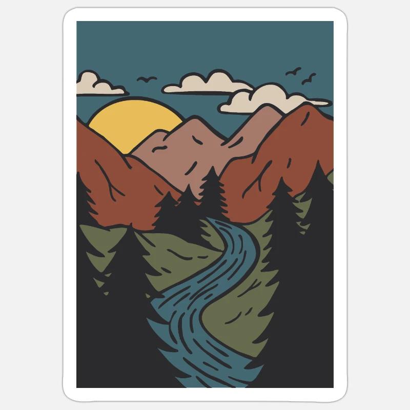 MOUNTAINS ARE CALLING - Sticker Größe S (10 x 10 cm) - Mattweiß