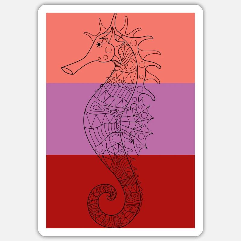 Hippocampe tendance - multicolore Sticker taille S (10 x 10 cm)