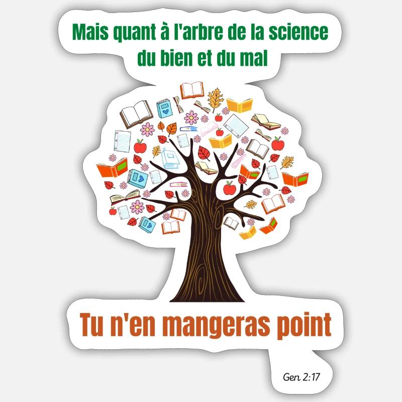 Mais quant à l'arbre de la science du bien et ! - Sticker taille S (10 x 10 cm) - blanc mat