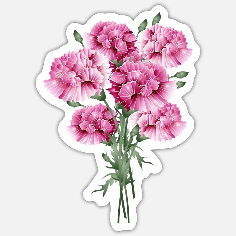 fascinant bouquet rose d’œillets - Sticker taille S (10 x 10 cm) - blanc mat