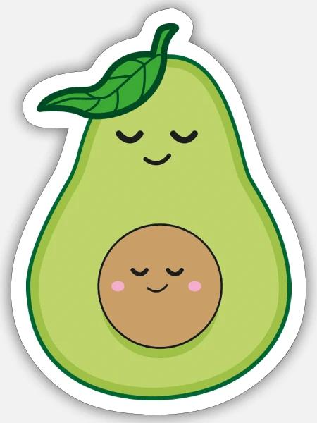 Avocado - Schwangerschafts - Design - Sticker Größe S (10 x 10 cm) - Mattweiß
