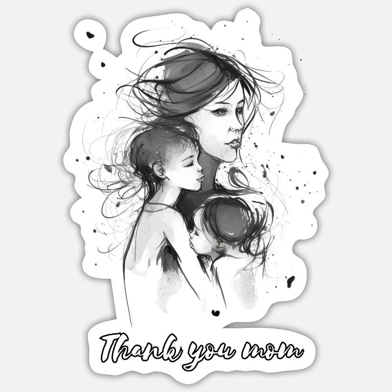 Merci maman - Sticker taille S (10 x 10 cm) - blanc mat