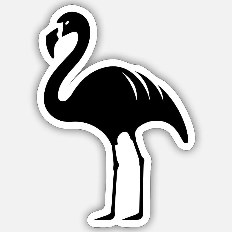 Flamant rose - Sticker taille S (10 x 10 cm) - blanc mat