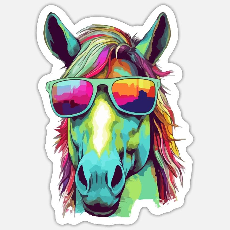 Eto das bebrillte Pferd Sticker Größe S (10 x 10 cm)