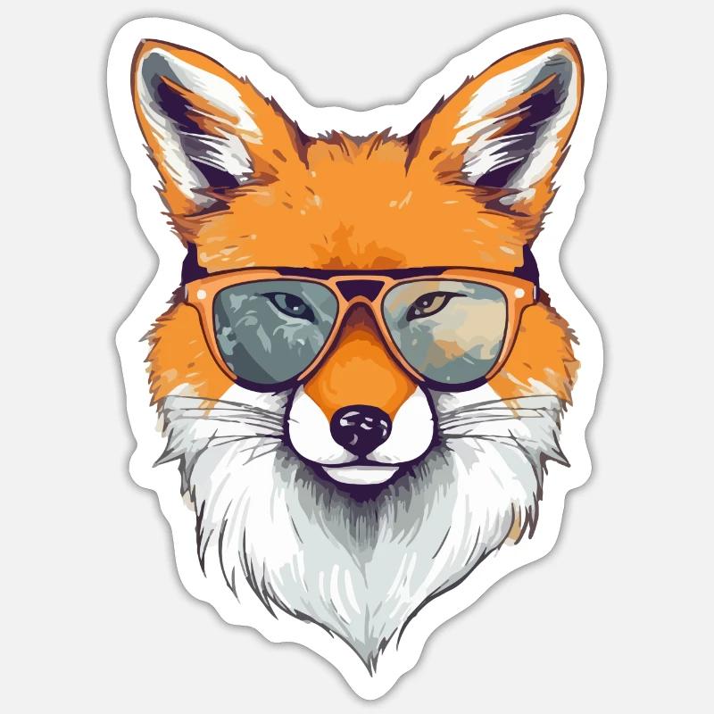 Pit the bespectacled fox - Sticker size S (10 x 10 cm) - white matte