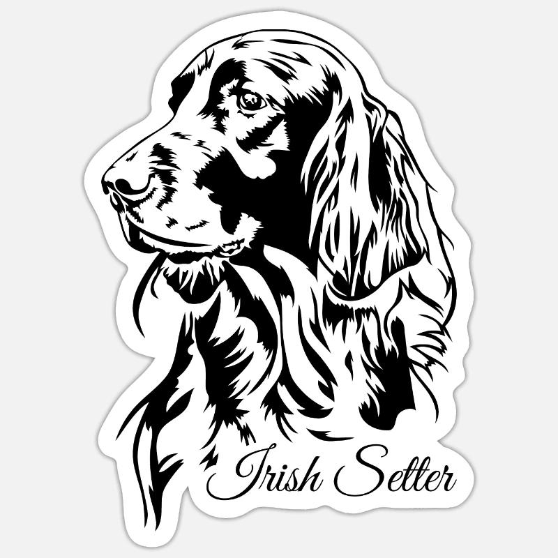 Irish Setter Jagdhund Jagdhunde Hunde Wilsigns - Sticker Größe S (10 x 10 cm) - Mattweiß