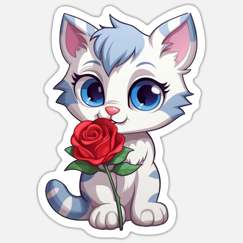 Chat mignon Sticker taille S (10 x 10 cm)