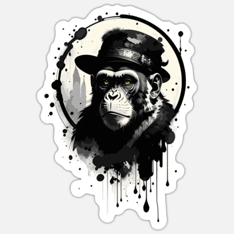 Monkey with hat Sticker size S (10 x 10 cm)