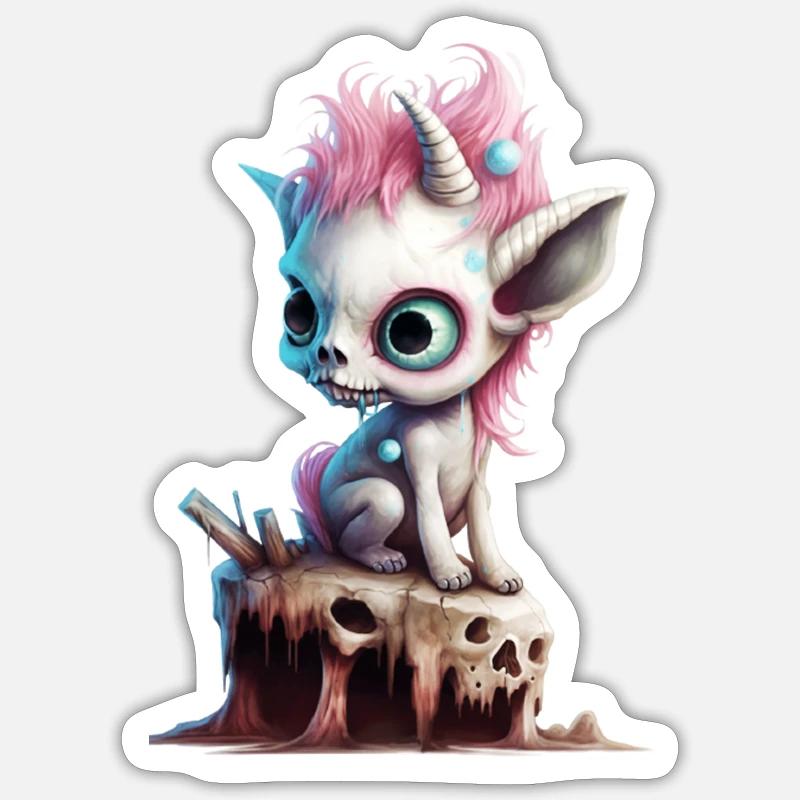 Zombie Einhorn - Sticker Größe S (10 x 10 cm) - Mattweiß