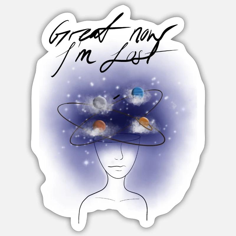 Lost in thought - Sticker size S (10 x 10 cm) - white matte