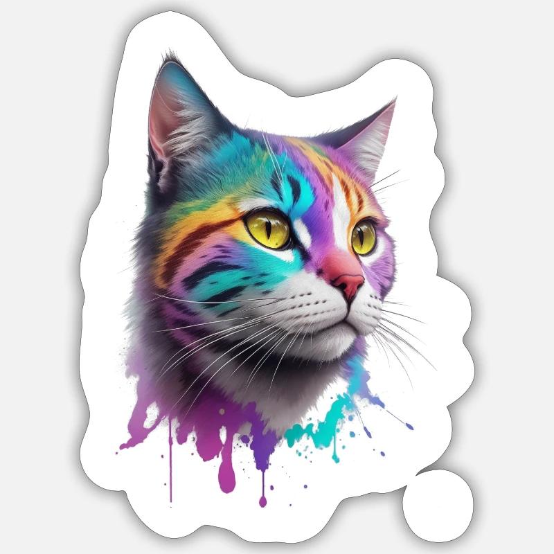 Chat - Sticker taille S (10 x 10 cm) - blanc mat