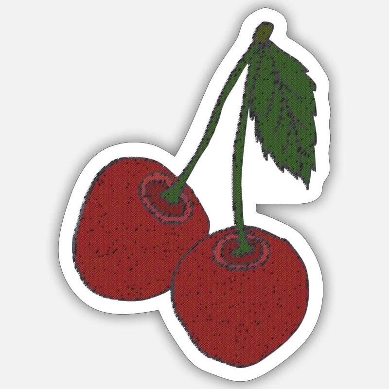 kirschen gewebe - Sticker Größe S (10 x 10 cm) - Mattweiß
