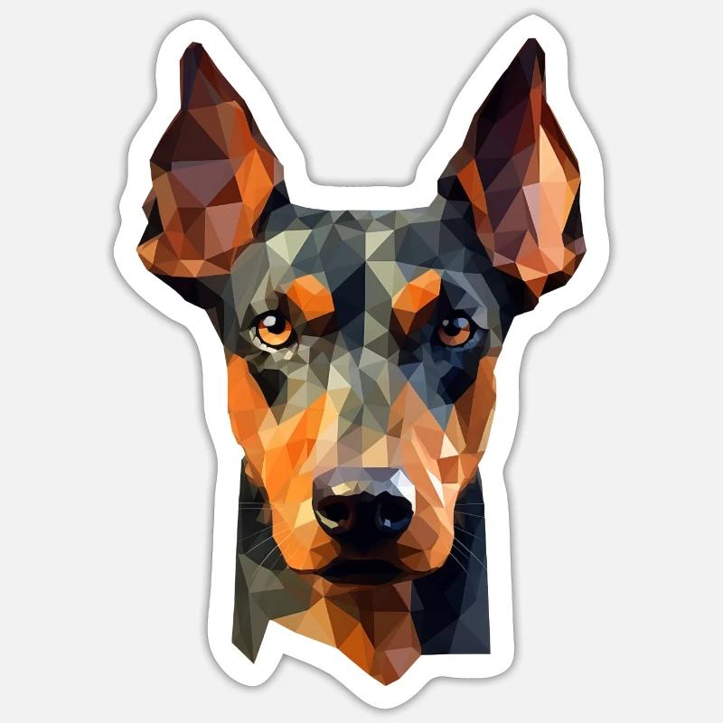 Doberman - Polygon Dog Design - Sticker size S (10 x 10 cm) - white matte