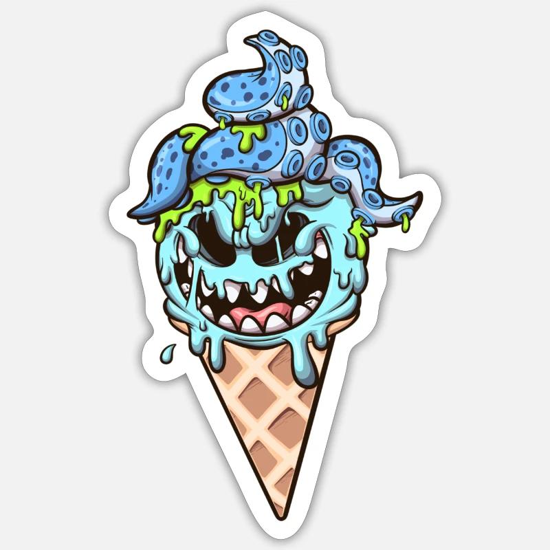 Cornet de crème glacée Monster Sticker taille S (10 x 10 cm)