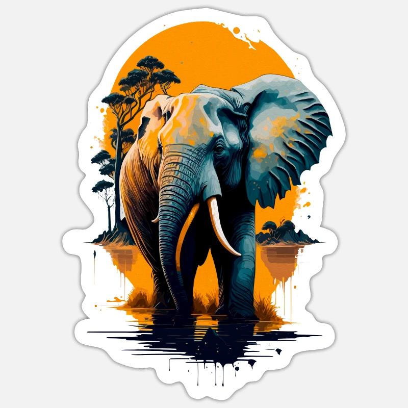 Éléphant - Sticker taille S (10 x 10 cm) - blanc mat