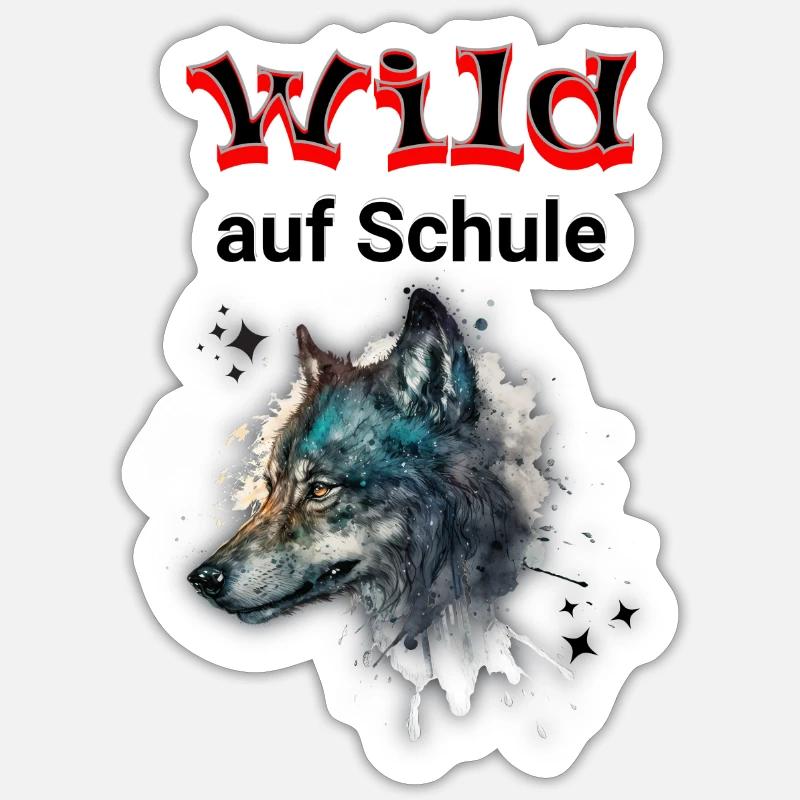 Einschulung Wolf - Sticker Größe S (10 x 10 cm) - Mattweiß