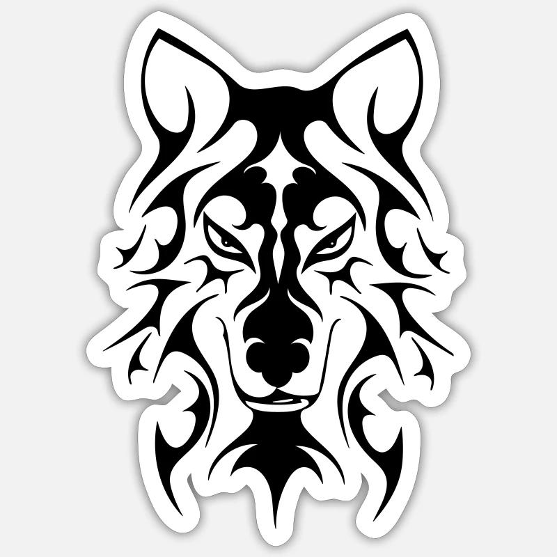 Loup - Sticker taille S (10 x 10 cm) - blanc mat