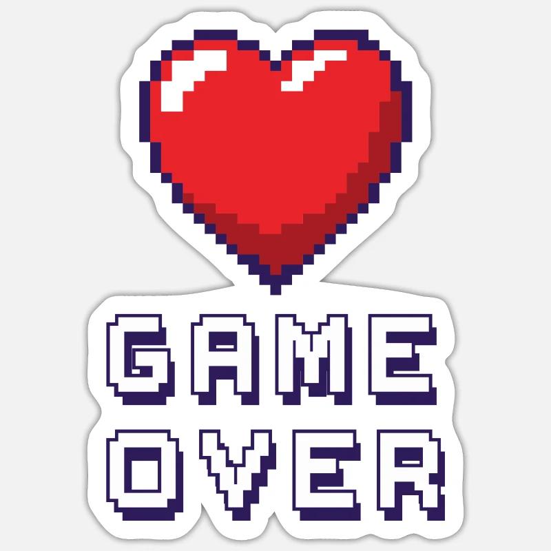 Game Over violet - Sticker taille S (10 x 10 cm) - blanc mat