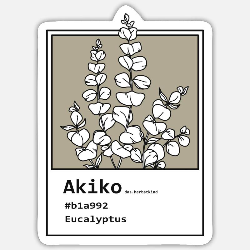 Eukalyptus Akiko - Sticker Größe S (10 x 10 cm) - Mattweiß