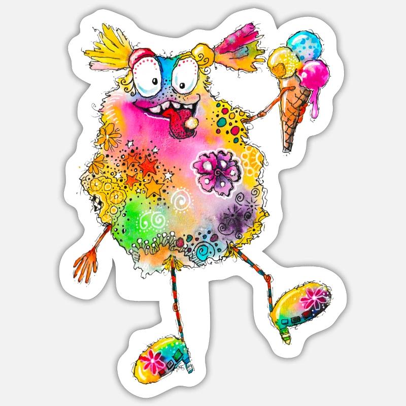Monsterinchen Bibi - Sticker taille S (10 x 10 cm) - blanc mat