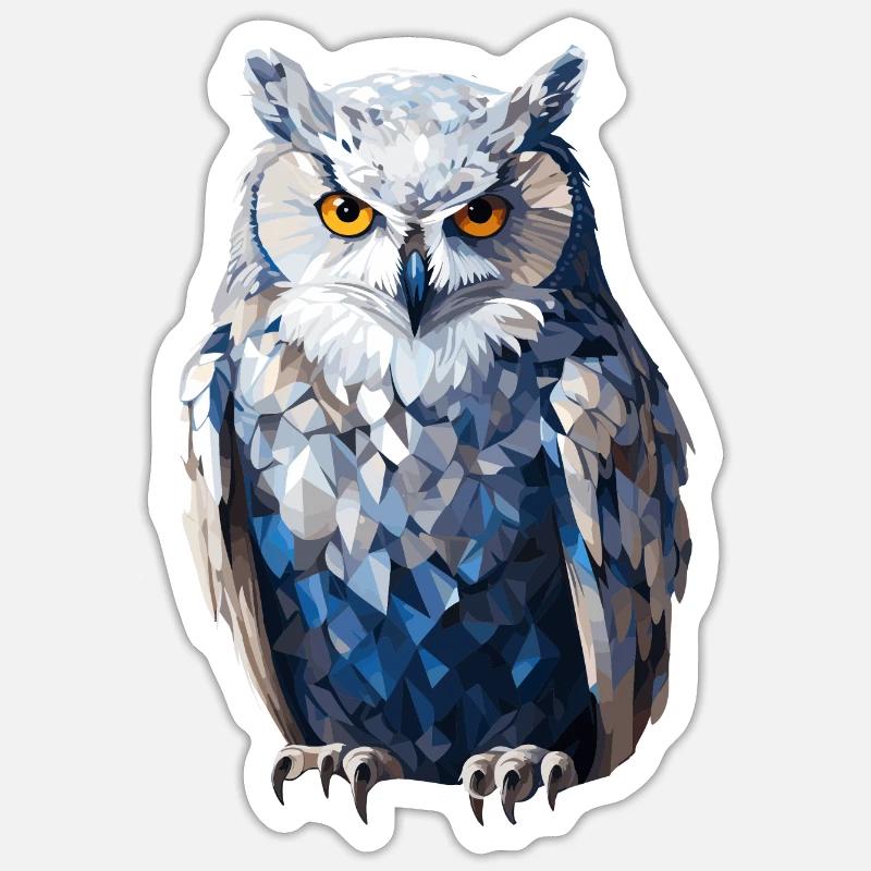 Schnee - Eule im Polygon Stil - Sticker Größe S (10 x 10 cm) - Mattweiß