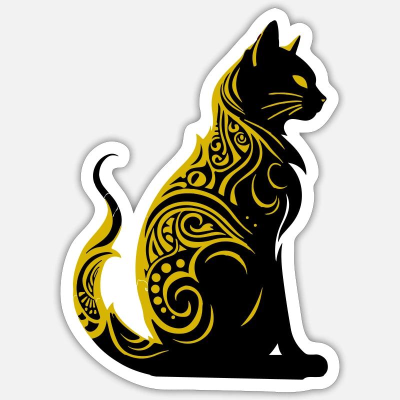 Chat - Sticker taille S (10 x 10 cm) - blanc mat