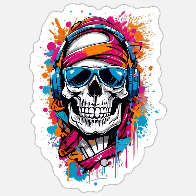 Cool skull - Sticker size S (10 x 10 cm) - white matte