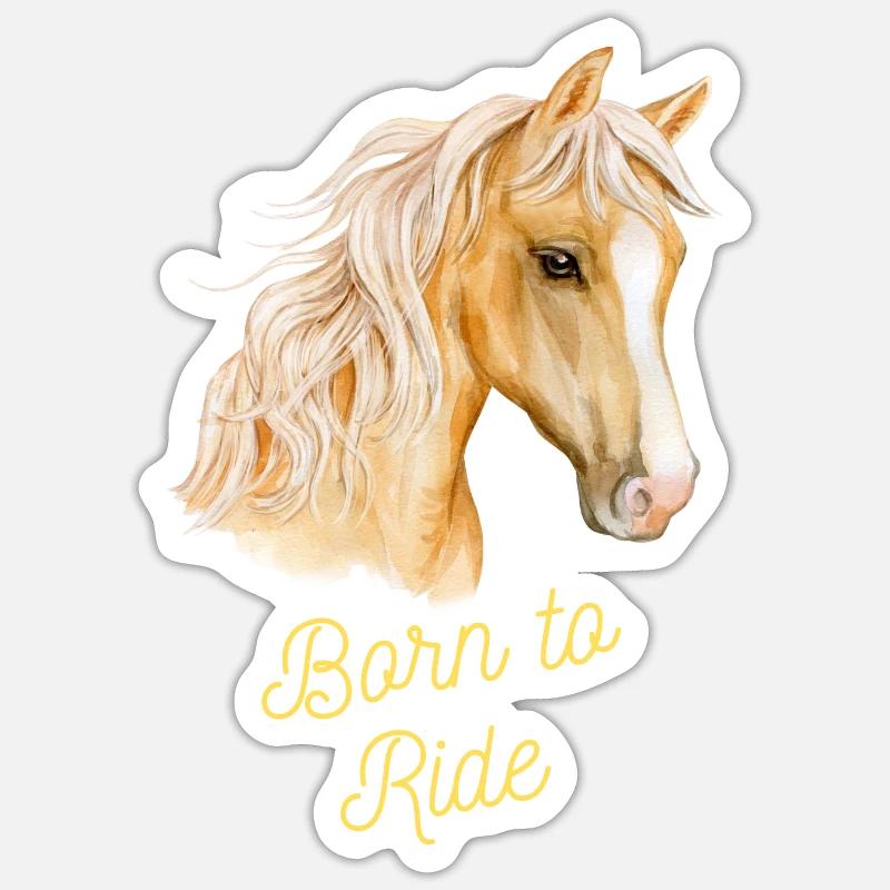 Reiten Pferde Geschenk - Sticker Größe S (10 x 10 cm) - Mattweiß