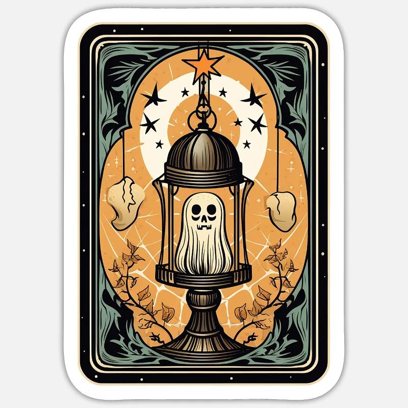 Fantôme dans une cage Cage de Tarot - Sticker taille S (10 x 10 cm) - blanc mat