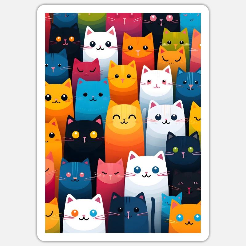 cat pattern - Sticker taille S (10 x 10 cm) - blanc mat
