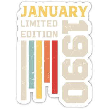 January 1990 - January 1990 Birthday Gift - Sticker size S (10 x 10 cm) - white matte - Front