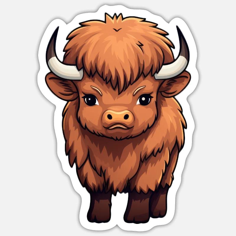 Bébé bison buffle - Sticker taille S (10 x 10 cm) - blanc mat