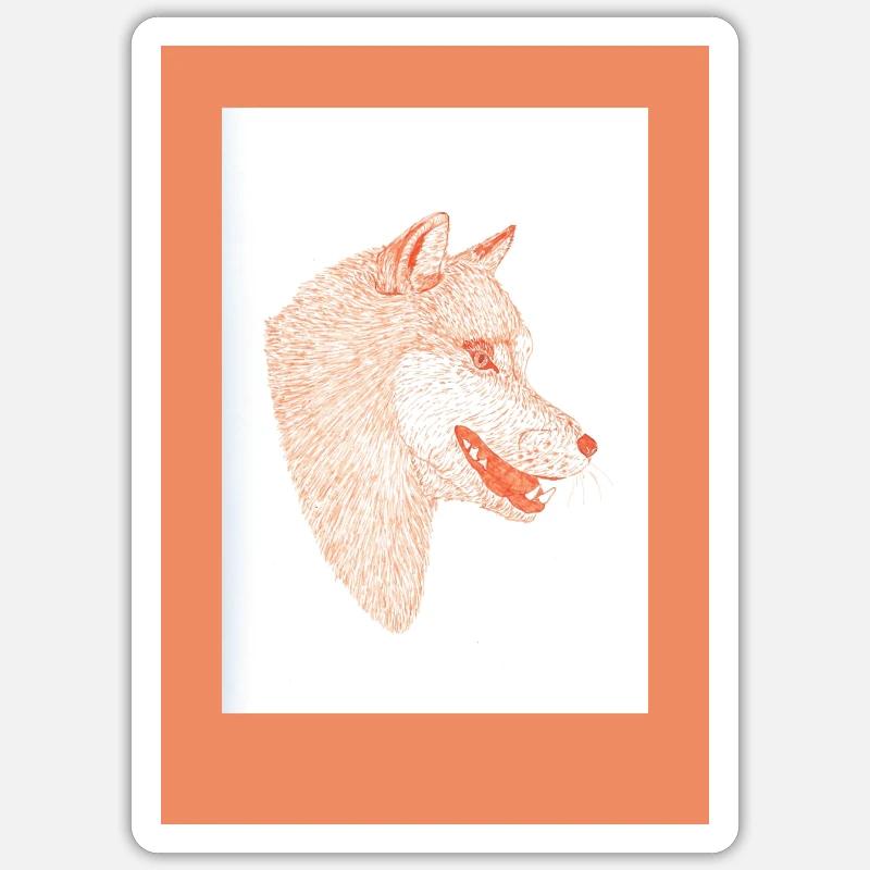 230815 Loup 4 - Sticker taille S (10 x 10 cm) - blanc mat