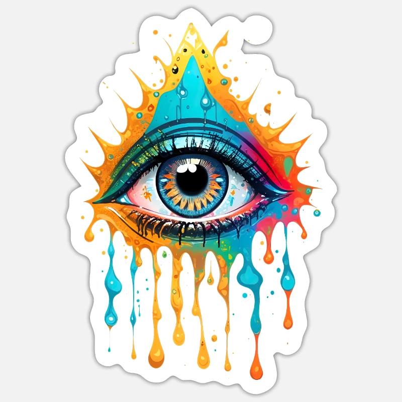Conception d’œil d’éclaboussure de peinture Sticker taille S (10 x 10 cm)