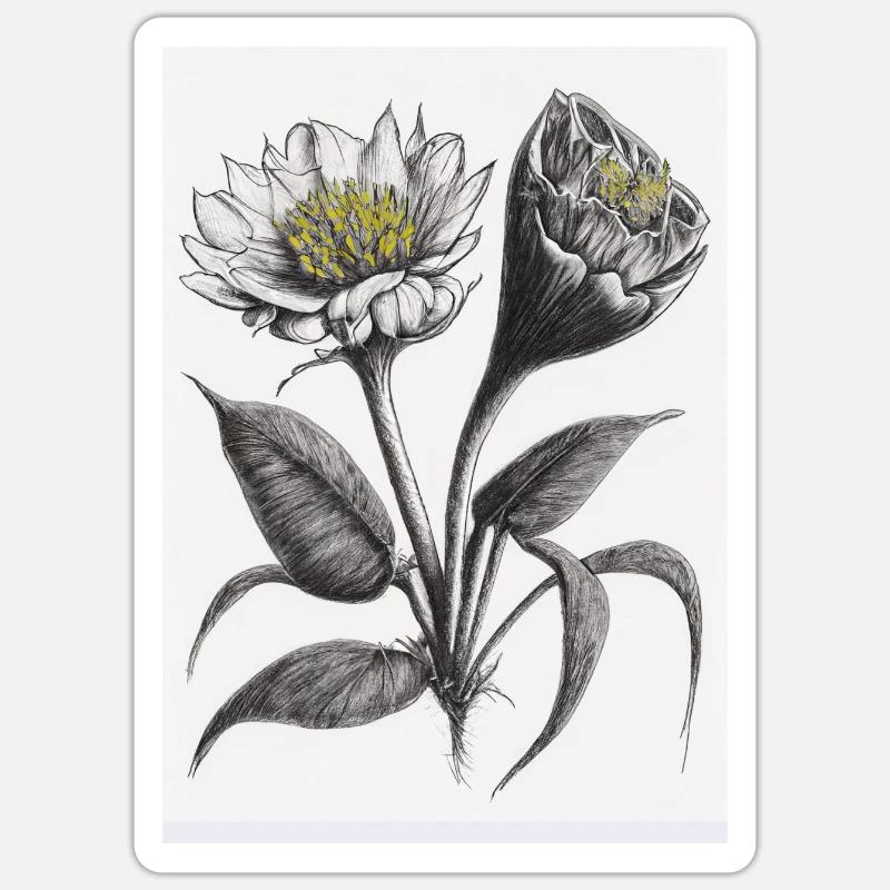 Dessin de fleur - Sticker taille S (10 x 10 cm) - blanc mat