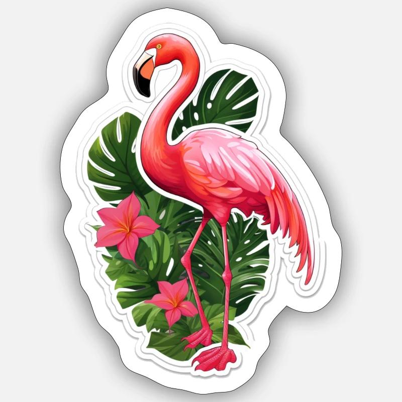 Flamingo - Sticker Größe S (10 x 10 cm) - Mattweiß