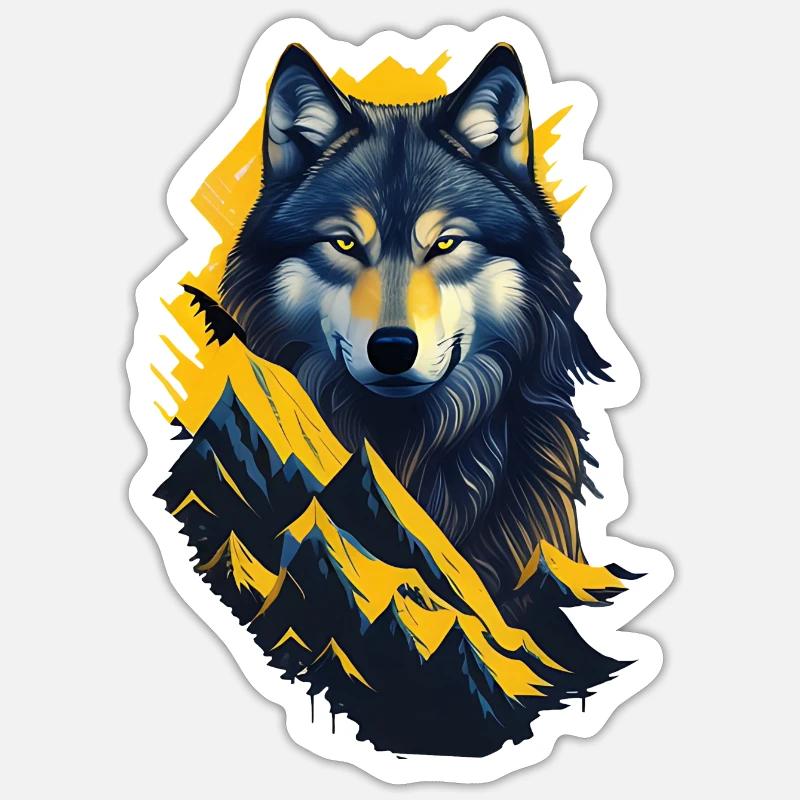 loup - Sticker taille S (10 x 10 cm) - blanc mat