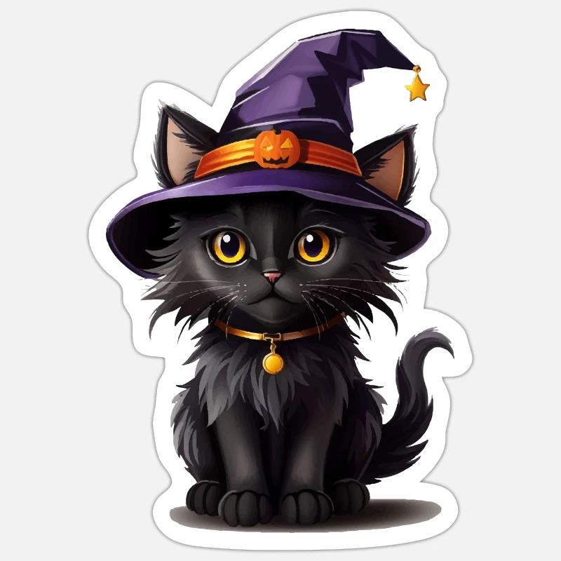 Helloween Pumpkin Cat - Sticker size S (10 x 10 cm) - white matte