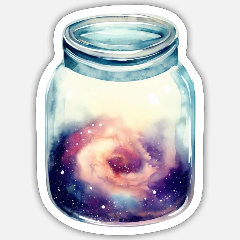 Espace dans un bocal - Sticker taille S (10 x 10 cm) - blanc mat