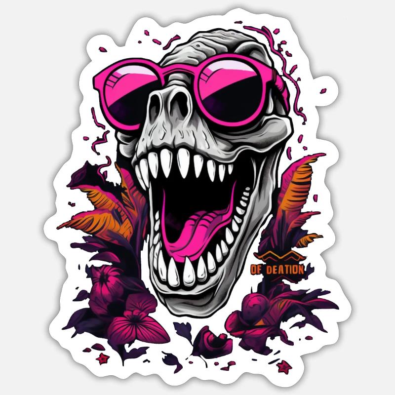 Dino-Schädel - Sticker Größe S (10 x 10 cm) - Mattweiß