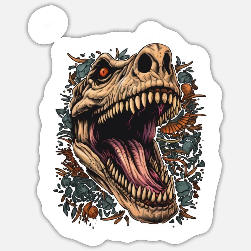 Dinosaure effrayant - Sticker taille S (10 x 10 cm) - blanc mat