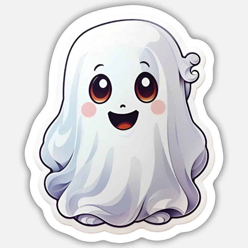 Halloween Stick a Ghost - Sticker taille S (10 x 10 cm) - blanc mat