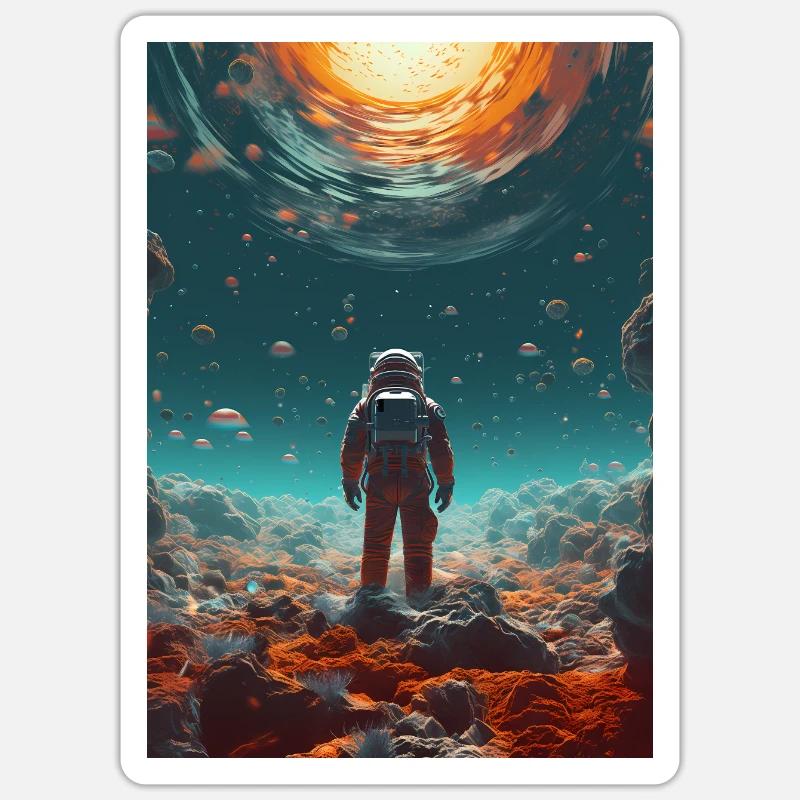 Astronaute dans l’espace Sticker taille S (10 x 10 cm)
