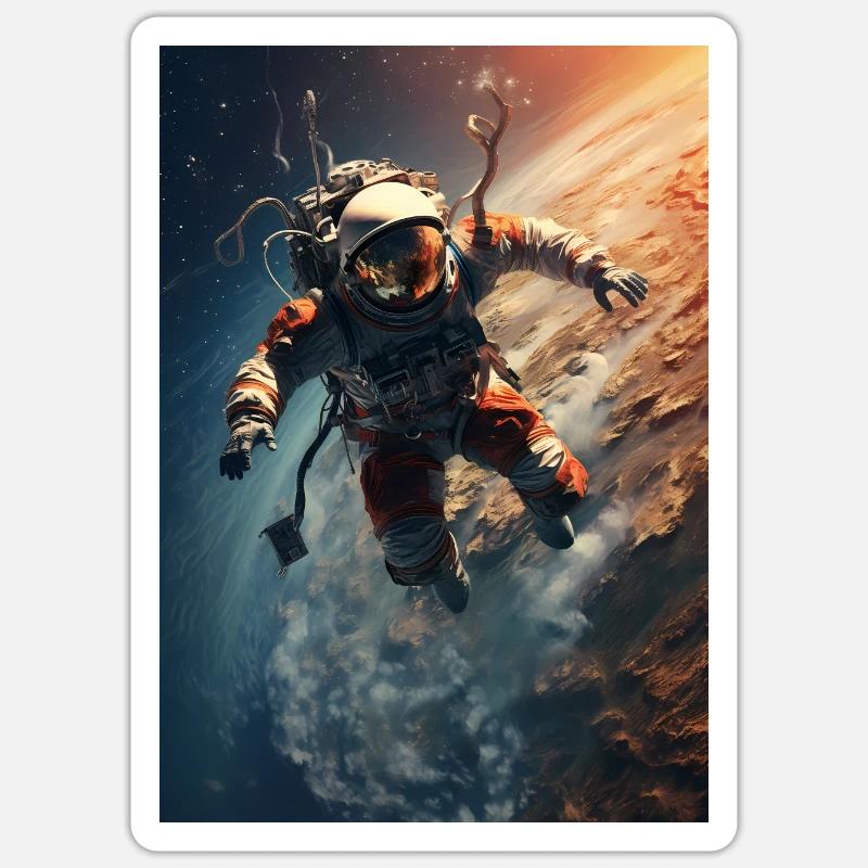 Astronaute dans l’espace Sticker taille S (10 x 10 cm)