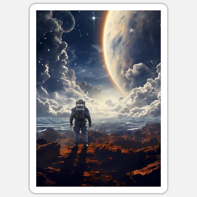Astronaute dans l’espace Sticker taille S (10 x 10 cm)