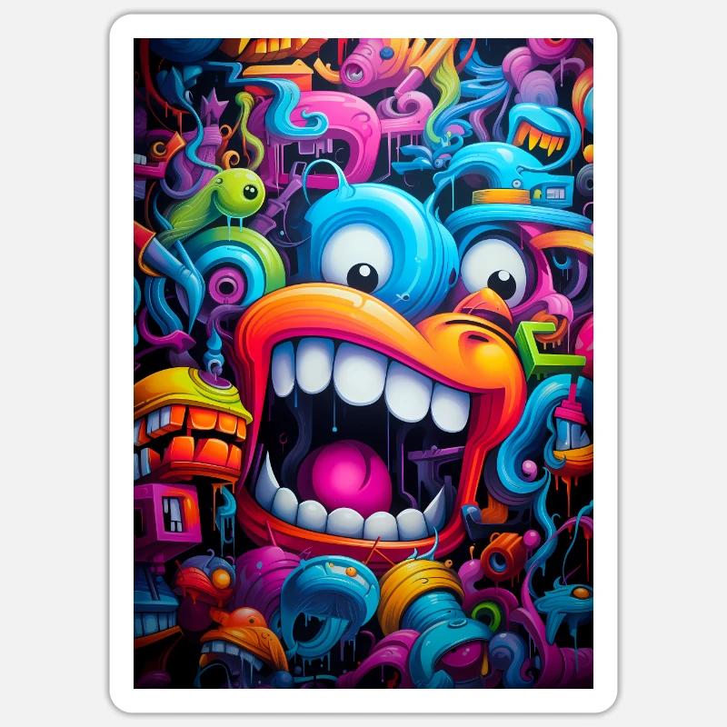 Graffiti Monster - Sticker Größe S (10 x 10 cm) - Mattweiß