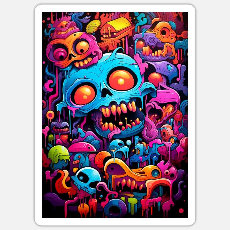 Graffiti Crâne - Sticker taille S (10 x 10 cm) - blanc mat